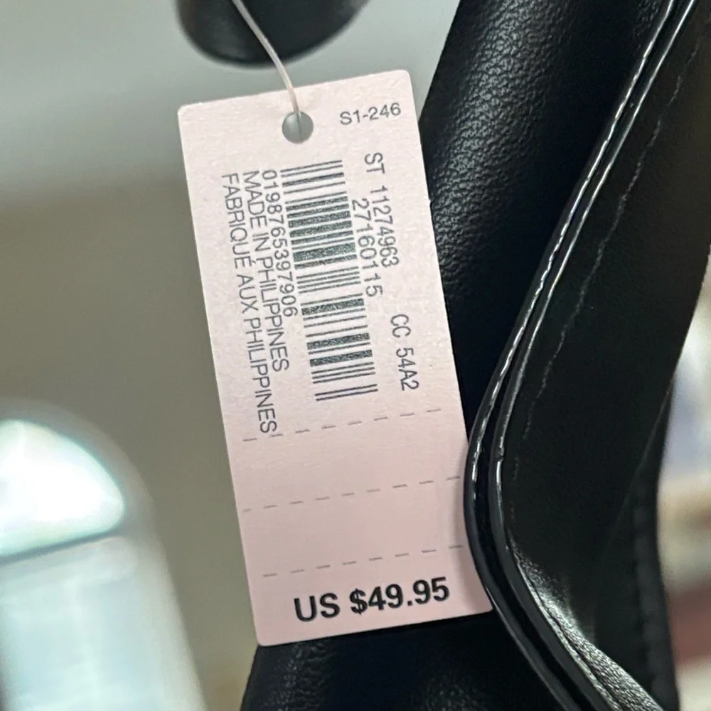 Brand New Victoria's Secret Black Faux Leather Hobo Slouchy Shoulder Bag Bow